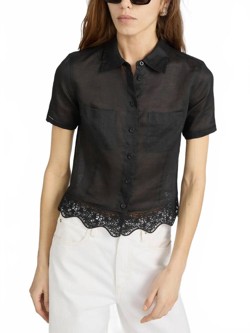 NEW FRAME embroidered seaside shirt in black